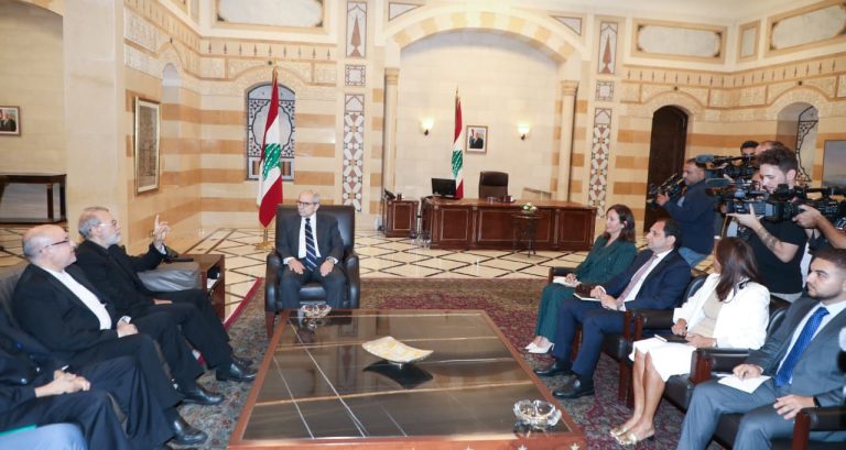 سلام يستقبل لاريجاني: تصريحات بعض المسؤولين الإيرانيين مرفوضة شكلاً ومضموناً