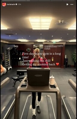 بيلا حديد في اول ظهور لها خارج المستشفى