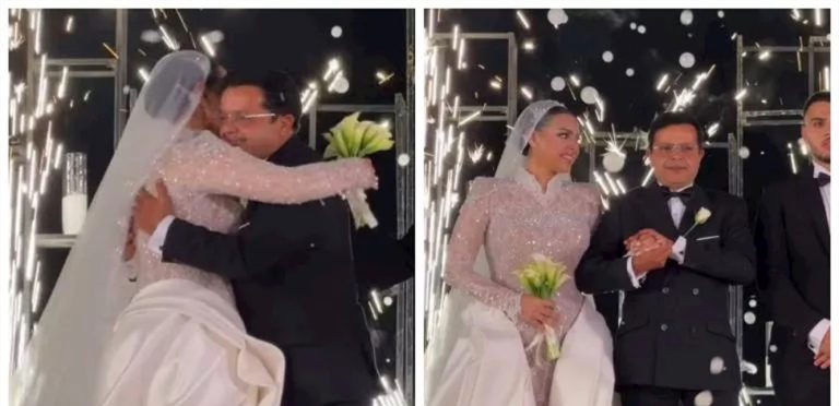 وسط البكاء.. ابنة محمد هنيدي ترقص مع والدها في حفل زفافها (فيديو)